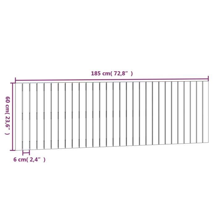 824863 vidaXL Wall-mounted Headboard 185x3x60 Cm Solid Pine Wood