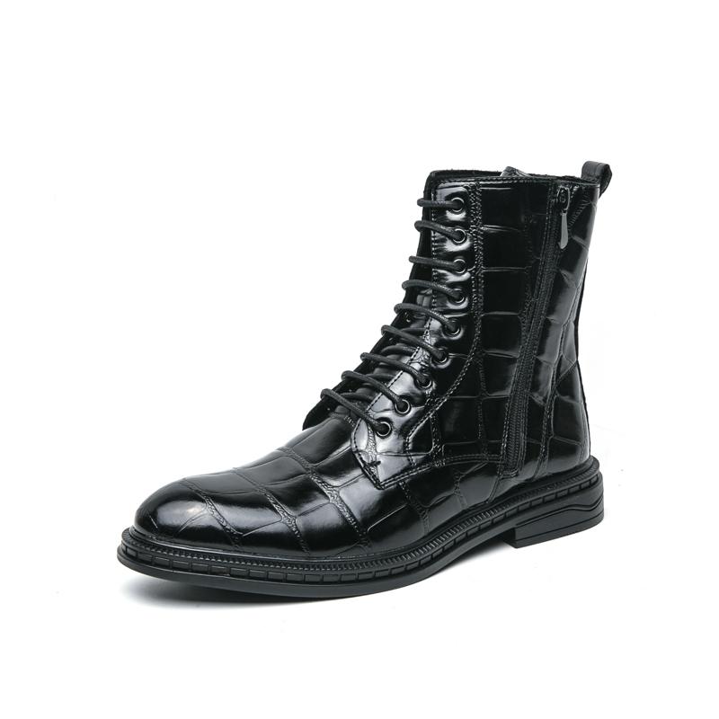 Fashion Men Boots Leather Fashion Autumn Winter Party Dress Shoes Zip Thick Sole Comfortable Black/Brown Motorcycle Ankle Flats