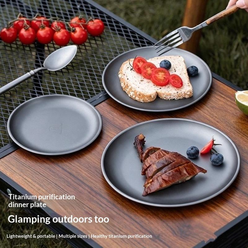 Titanium Camping Plate Travel Tableware Stackable Camping Supplies Backcountry Dinnerware For Backpacking Picnic Equipment
