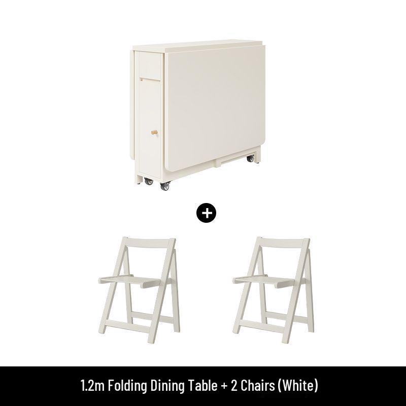 Cream Style Foldable Dining Table and Chair Set - Simple, Multi-Functional, Portable Furniture for Home