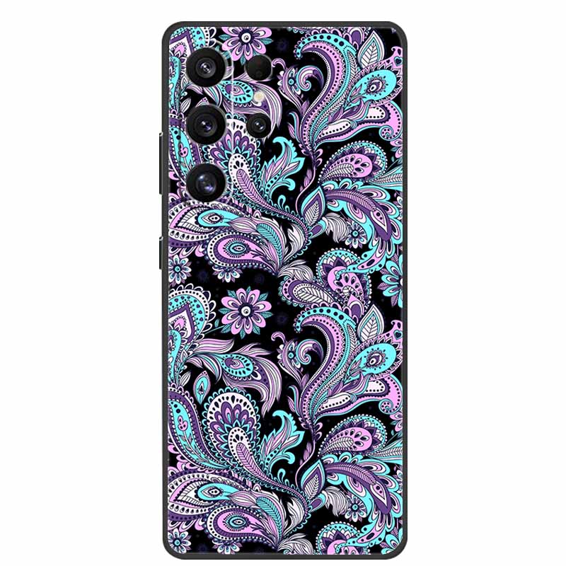 For Samsung Galaxy S26 Ultra Case Cute Floral Black Luxury Soft Silicone Back Cover For Samsung S26 Ultra Cases GalaxyS26 Ultra