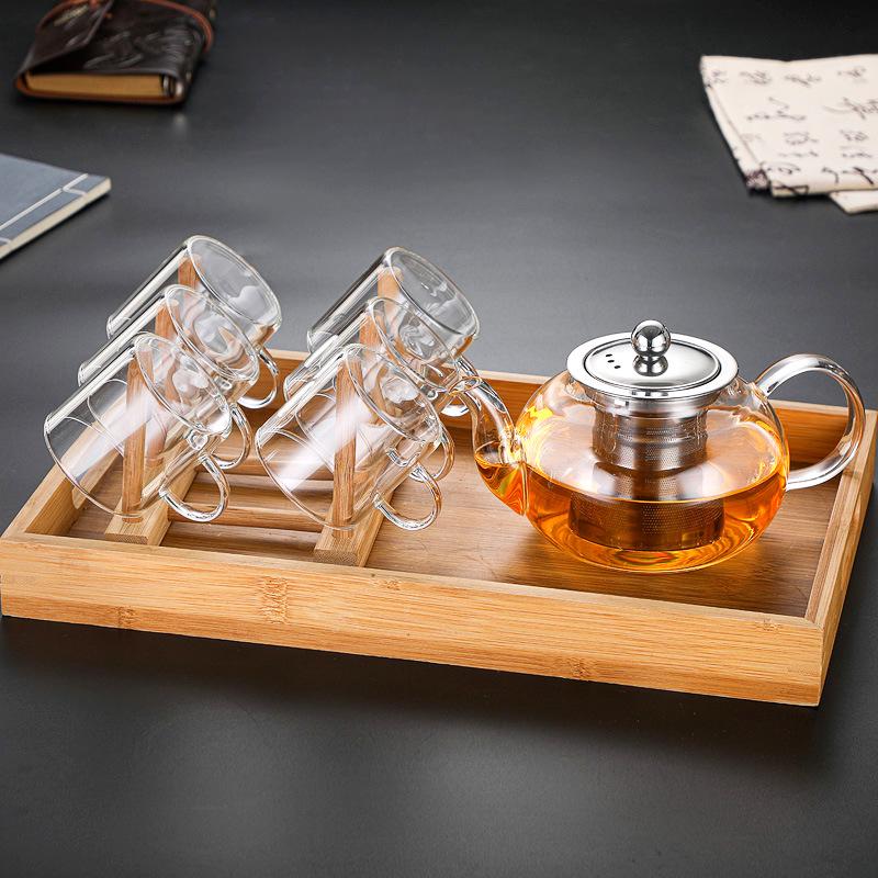 High-Temperature Resistant Glass Fiber Leak-Proof Tea Set: Thickened Borosilicate Glass Gongfu Teapot & Cups