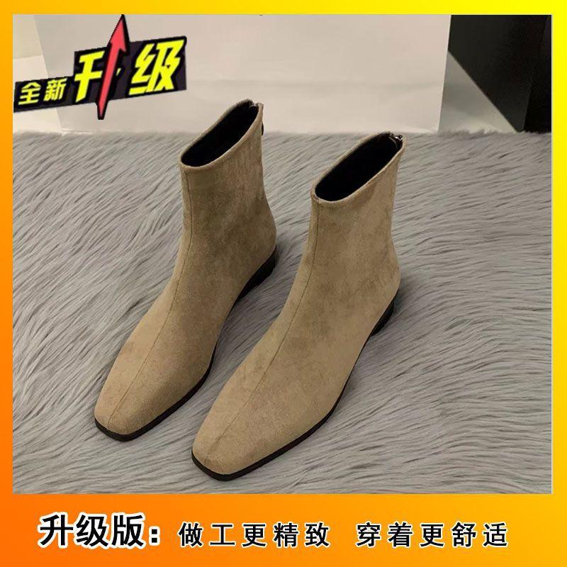 Coarse heel small ankle boots versatile fashion foreign style French high sense retro suede small short boots femininity thin boots