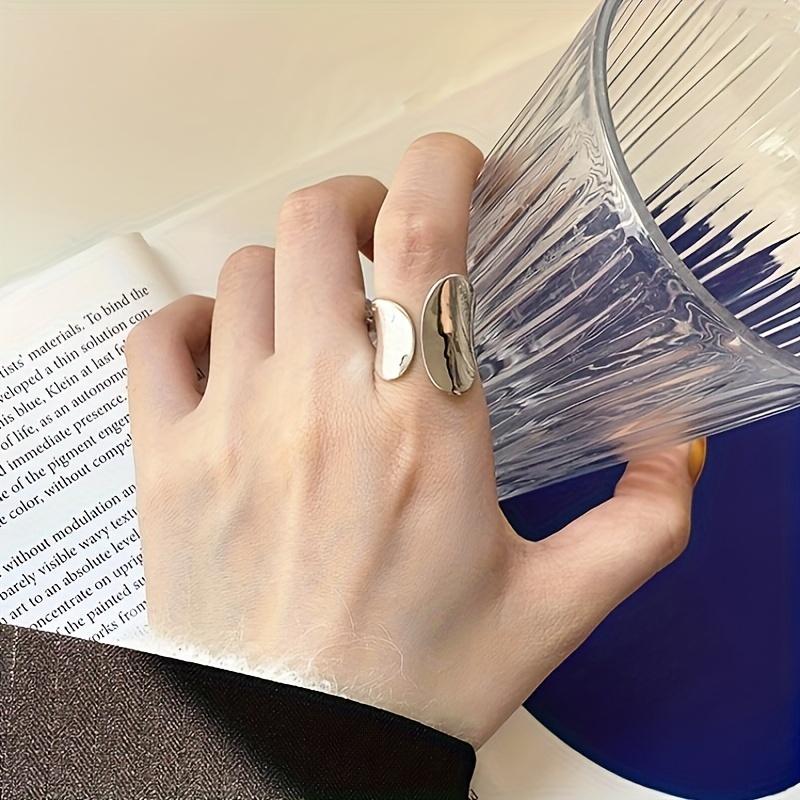 Chunky Silvery Statement Ring Adjustable Geometric Ring Open Ring Rings For Women Birthday Gift Mothers Day Gift Gift For Her