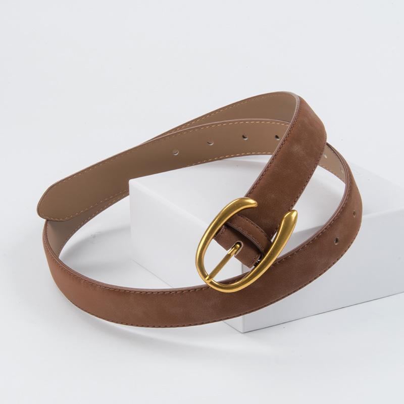 Reverse Velvet Matte Genuine Leather Women's Belt Cowhide Retro Women's High-end Style with Casual Pants Jeans Women's Belt