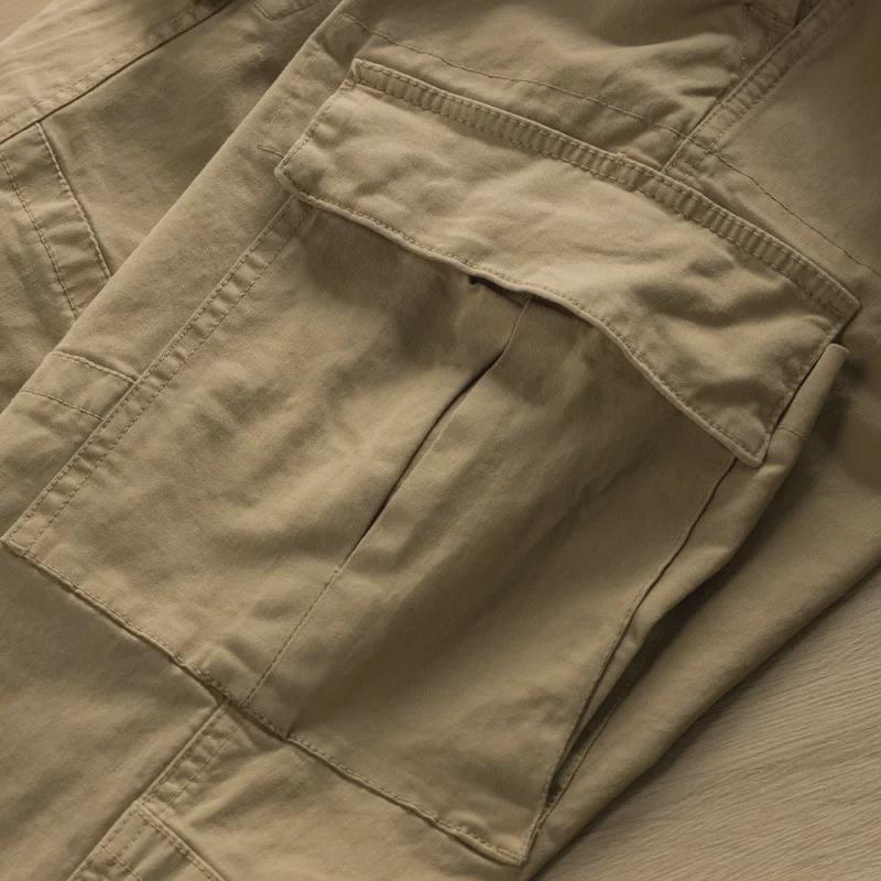 Herren Herbst Micro-Elastische Schnürhose Khaki Casual Hose - Trendiger Gewaschener Retro-Stil