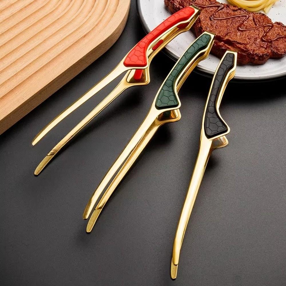 Non-Stick Stainless Steel Barbecue Tongs Anti-scald Anti-slip Food Tongs Non-Slip Grip Buffet Tongs for Cooking