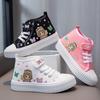 Wow, custom cartoon children's shoes are breathable and comfortable, high-top children's canvas shoes, baby soft-soled Velcro cloth shoes.
