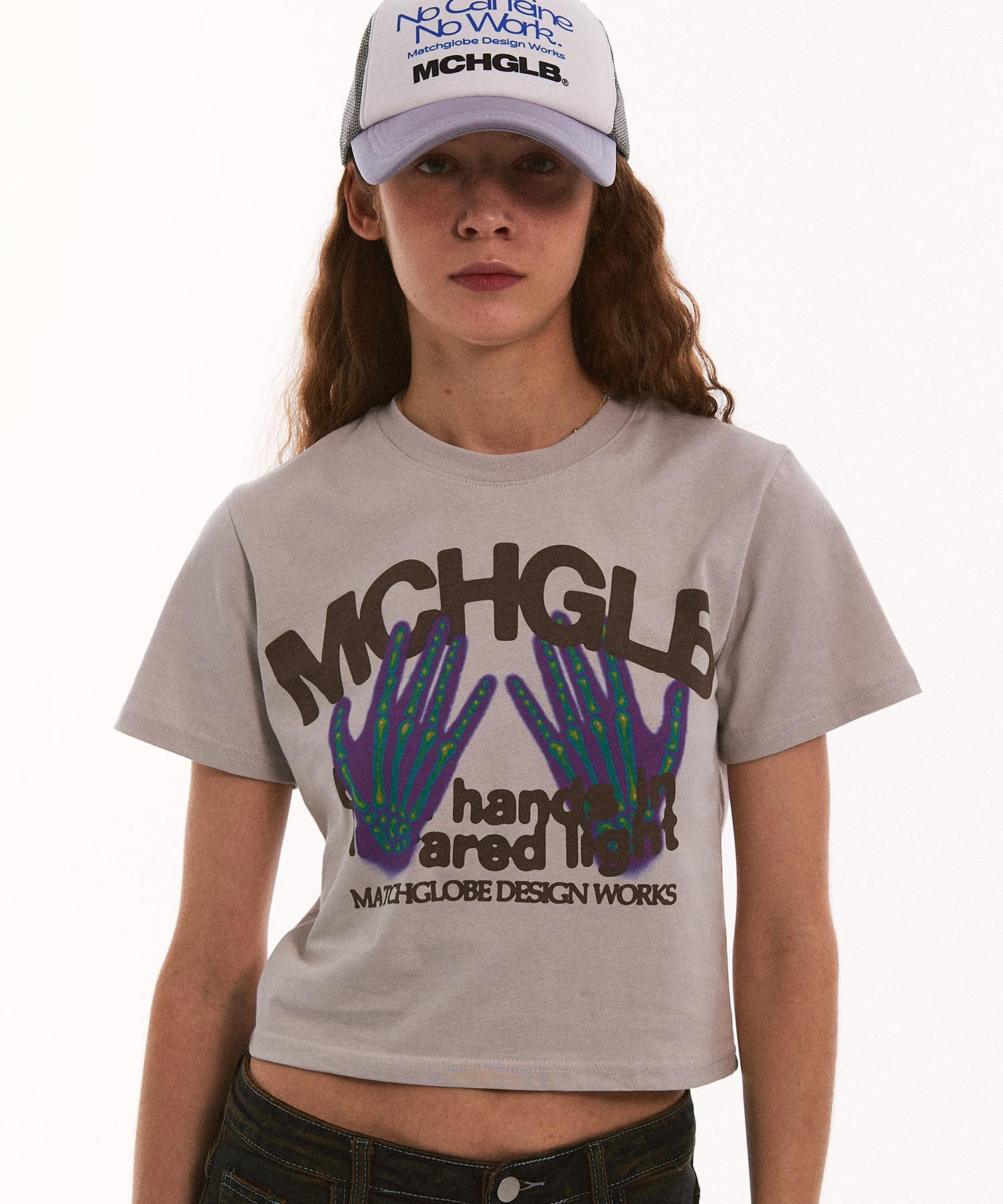 Match Glove Hands Flared Light Crop Top (Beige) Beige/Free