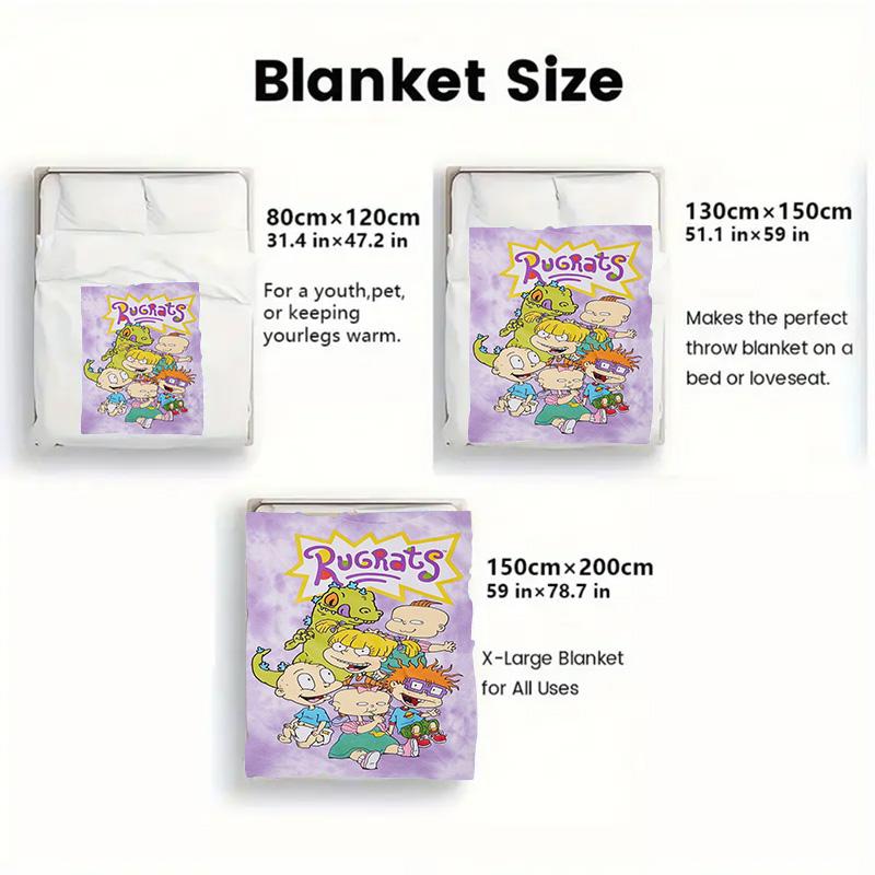 Rugrats 2D Flat Pattern Flannel Blanket High quality All Seasons Warmth and Comfort Perfect for Christmas Gifts.