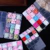 12/15 Grids/Box Mixed Resin Bowknot Nail Charms 3D Colorful Bow  Nail Art Decorations Diy Manicure Parts With Tools
