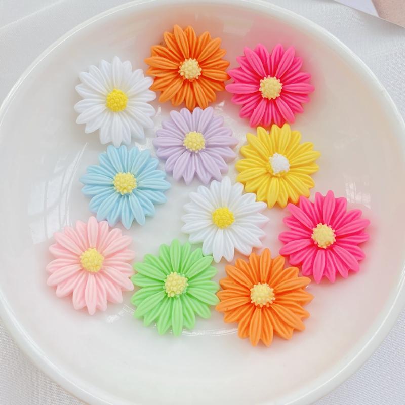 12Pcs New Cute Cartoon Chrysanthemum Series Flat Back Resin Scrapbooking DIY Jewelry Hairpin Craft Decoration Accessorie