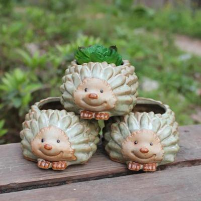1pc Ceramic Kiln Glaze Hedgehog Succulent Planter Garden Succulent Plant Pot Cute Bonsai