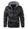 PU Leather Jackets Men Leather Jacket Warm Autumn Winter Windbreaker Overcoat PU Biker Jacket Coat with Hood Fashion Casual Jacket Male Clothes