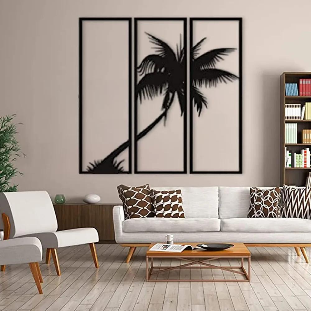 3 Pcs Metal Palm Tree Wall Art – Iron Tree Sign. Stylish Metal Home Decor. Interior Decoration. Elegant Wall Hanging Decor.