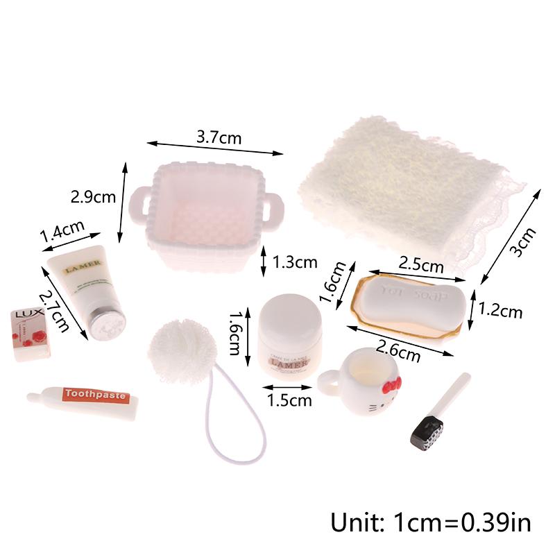 1/12 Dollhouse Mini Simulation Kt Cat Toiletries Cosmetics Kit Dollhouse Bathroom Decor Micro Scene Construction Props Kid Toy