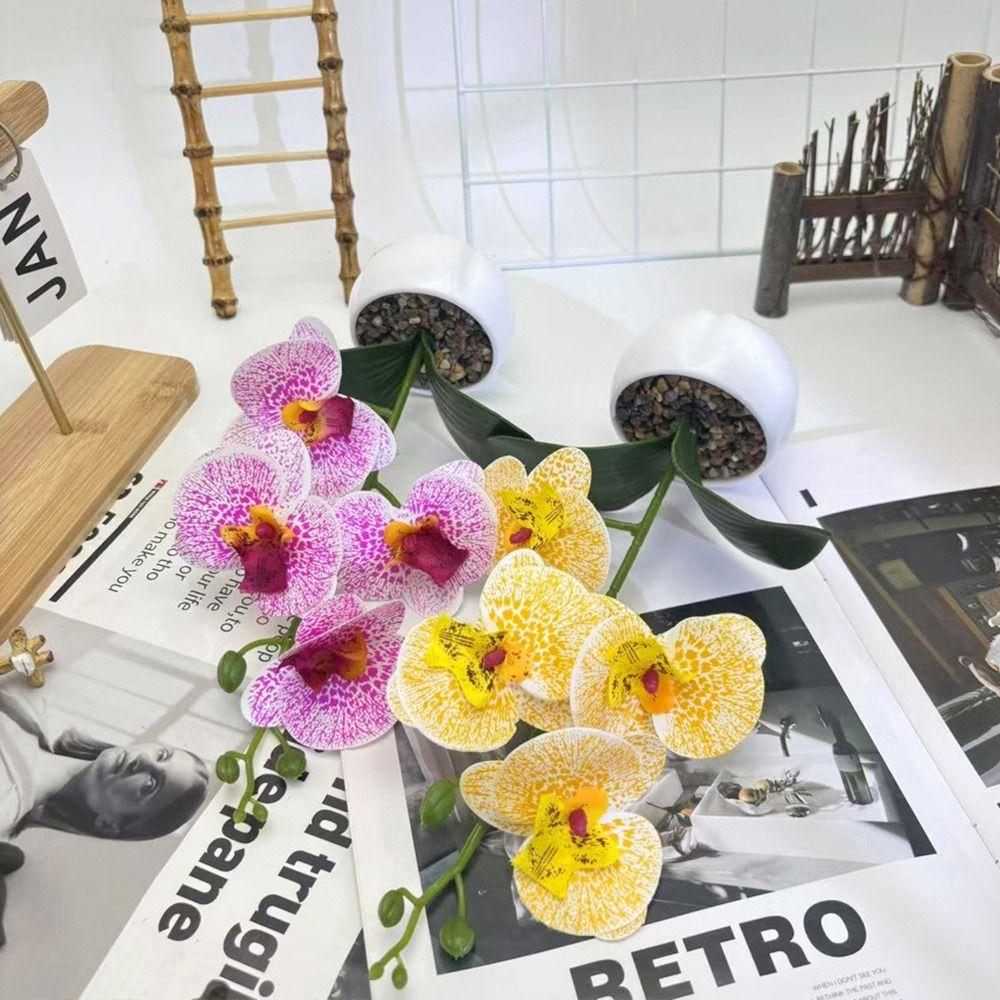 Multicolor Simulation Flower Potted White Flowerpot Faux Potted Plant Orchid  Office Decoration
