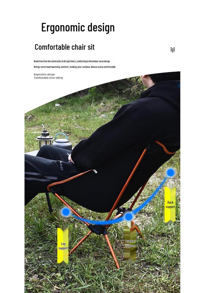 Ultra-light Portable Folding Chair for Outdoor, Beach, Camping, Fishing, and Sketching with Backrest - Moon or Director's Chair.