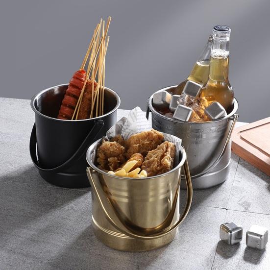 Yangyizhi Seau à Glace en Acier Inoxydable avec Passoire Amovible, Refroidisseur de Vin Bar Champagne pour Bière Vin Rouge, Portable Snacks Maison