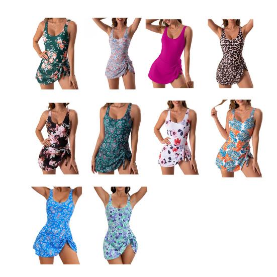 Women Strappy One-Piece Swimsuit Sexy Cutout Monokini Floral Print Tummy Control Swimwear for Beach Pool