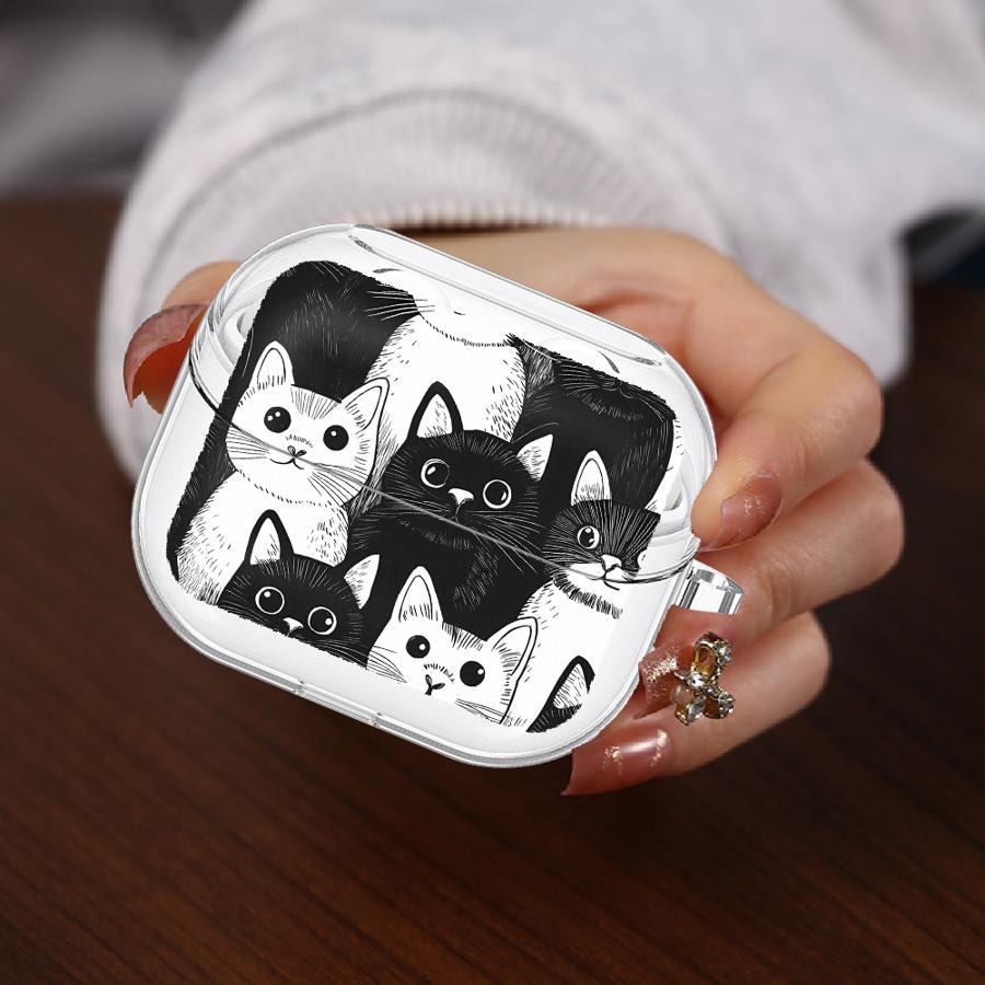 Cute Cat Lovely Clear Earphone Cases Cover With Hook Case For Samsung Galaxy Buds 3 FE 2Pro 4 Pro 4Pro 3Pro Live 2