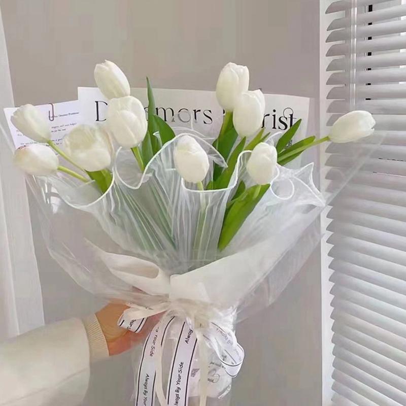 White Floral Packaging for Bouquets Flower Wrapping Paper Pearl Wave Decorative Mesh Wrapping Paper Wrinkled Gift Packaging