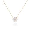 Stainless Steelss Shell Flower Pendant Necklace For Women Vintage Gold Color Heart Clavicle Chain Romantic Necklace Zircon Gift