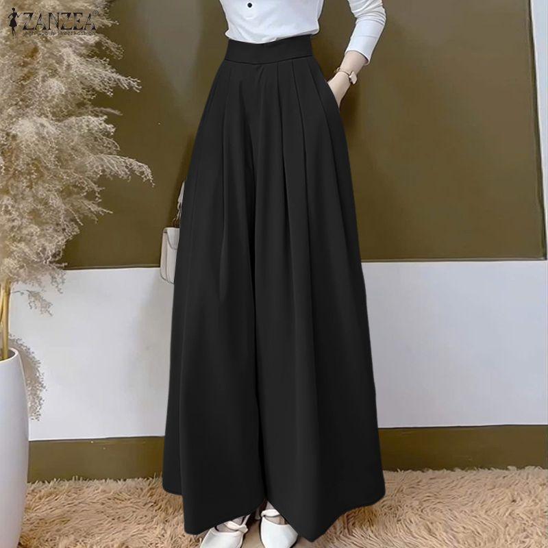 ZANZEA Women Casual Elastic Waist Loose Cropped Pants