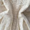 High Quality Runway Design Embroidered Beaded Round-Neck Wedding Dress for Women Summer Lace Crochet Slim Pleated Dress
