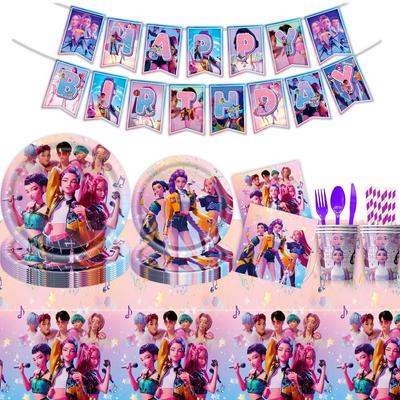 Disposable Tablecloths, Paper Plates, Paper Cups and Tableware for The Birthday Party of The Witch Hunter Team