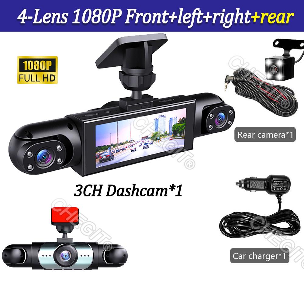 360° Car Dash Cam 4 Channels Video Recorder 1080P Car DVR 3/4 lens Front inside Rear View Night Vision Camera Car Accessories