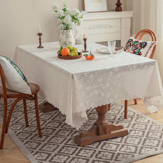 Lace Tablecloth, Wedding Rectangular Table Cloth, Vintage Embossed Floral Lace Table Cover for Tea Party Reception Home Decor