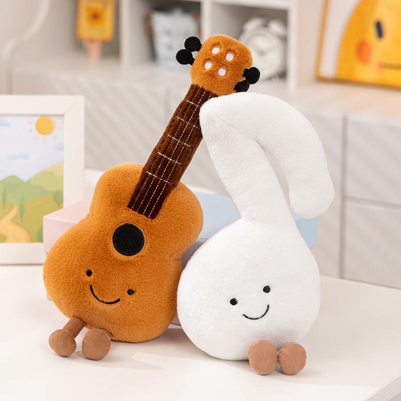 Cute Musical Plush Toys Soft Violin Guitar Pipa Tuning Fork Note Stuffed Doll Instrument Gift For Kid Music Lover Birthday Gifts