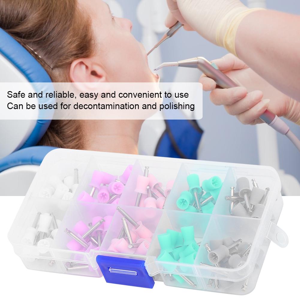 100Pcs Rubber Steel Dental Polishing Cup Mixed Color Polisher with Storage Box