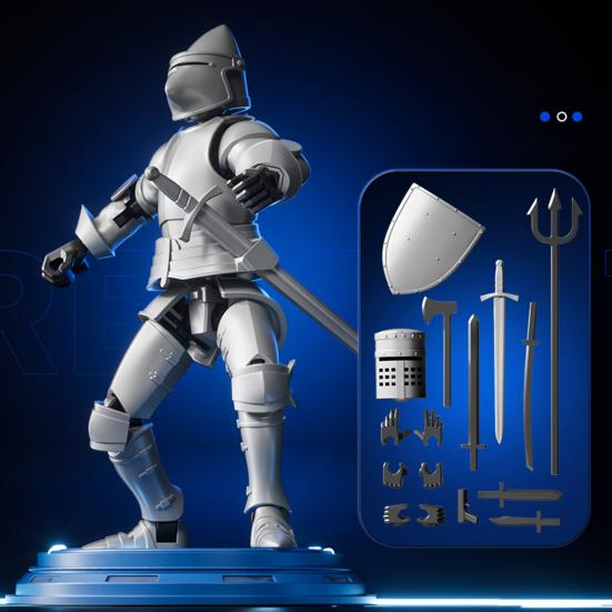 Armor Knight Action Figure with Accessories Movable Joints Magnetic Medieval Warrior Robot Model Toy Stress Relief Articulated Dummy Decoration
