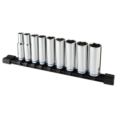 WORKPRO Tiefsteckschlüsselsatz, Antrieb 8 10 12 13 14 15 17 19 21 mm, 9-teiliger Satz mit Halter, Autoreparatur, 9,5 mm