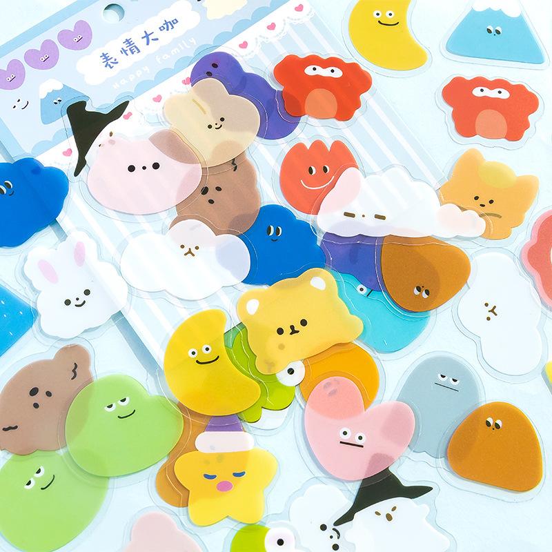 60pcs Cut Sticker Pack Expression Pet Sticker Korean Cartoon Expression Hand Account DIY Gu Card Decoration Sticker 4 Models