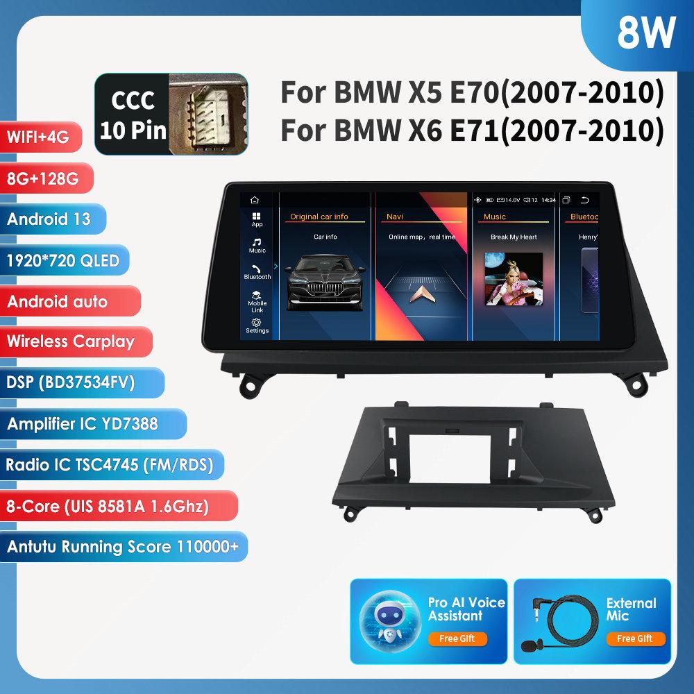 

OSSURET 10,25 Carplay Android 13 Автомагнитола для BMW X5 E70 X6 E71 CCC CIC автомобильная интеллектуальная система радио GPS навигация стерео DSP Bluetooth SWC головное устройство 8W 8G 128G,AI