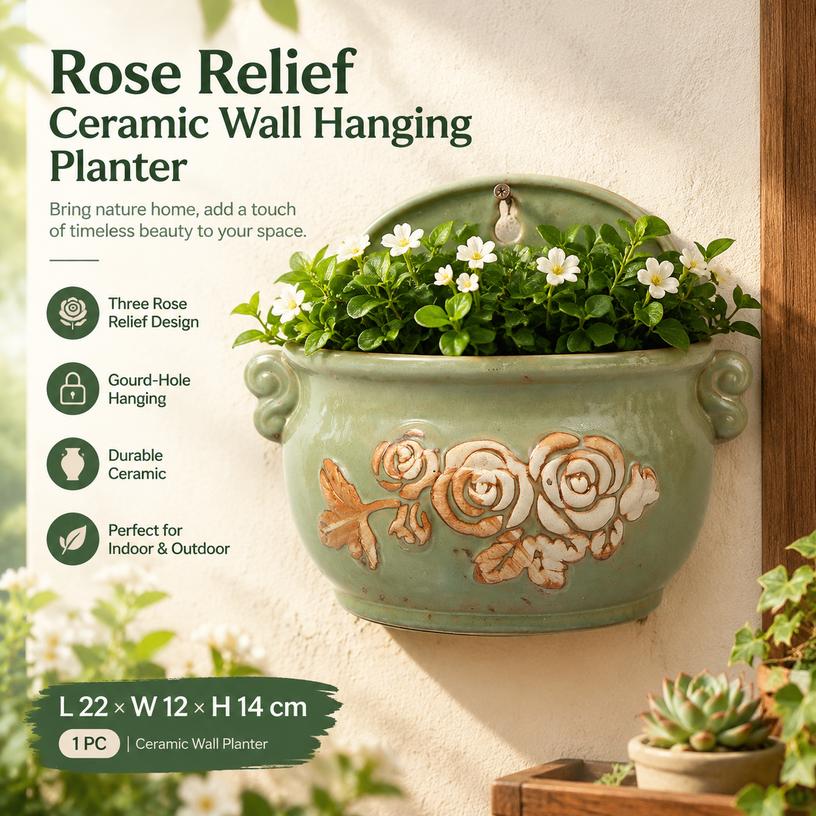 Vintage Kiln-Changed Glaze Ceramic Wall Hanging Planter