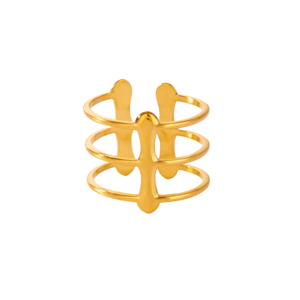 Minimalist Multi-Layer Geometric  Rings For Women Gold Color Stainless Steel Adjustable Ring Wedding Christmas Jewelry Gift