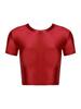 Womens Solid Color Short Sleeve Crop Top Sportswear Swimwear Top