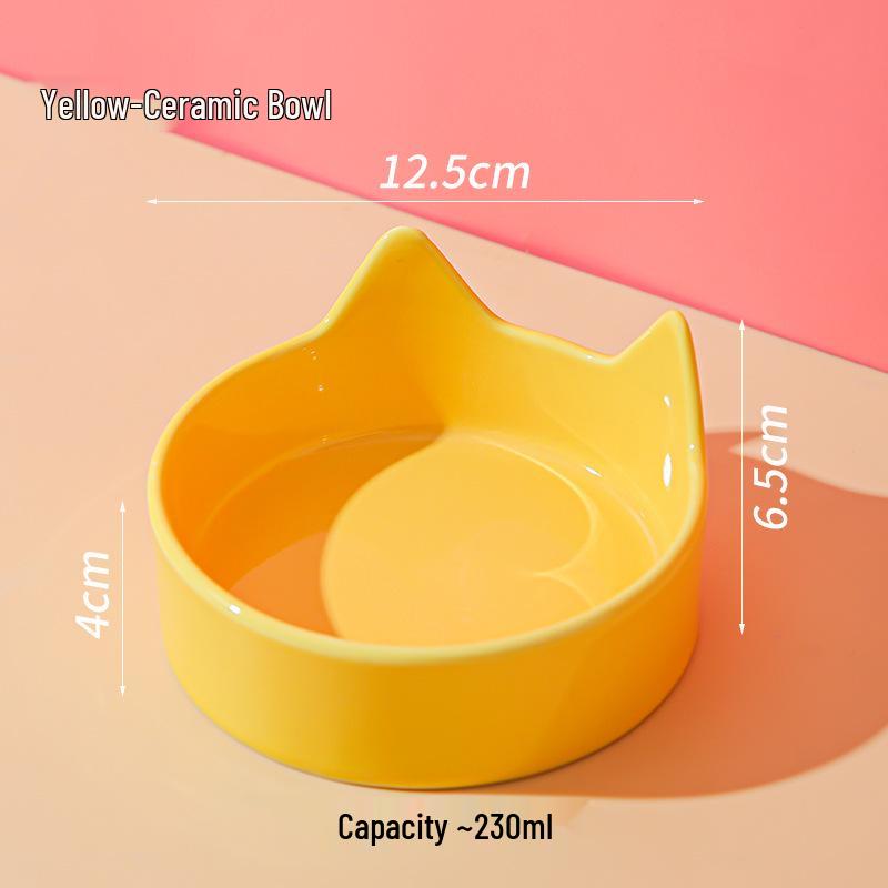 

Ceramic Cat Food Bowl with Stand - Neck Protection, Pet Feeding Dish