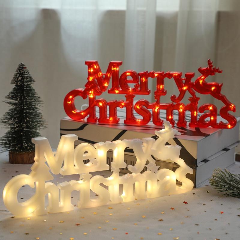 Merry Christmas Sign Lights with String Lights LED Alphabet Light Home Atmosphere Decoration