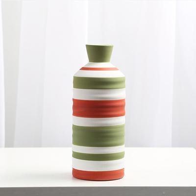 1PC Colorful Stripes Desktop Ornaments Porcelain Floral Vases Ceramic Vase Flower Arrangement Holder