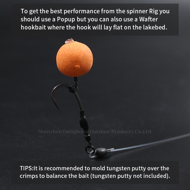 6pcs Carp Fishing Rig Kit Combi Spinner Rig With Bait Folss Fine Latch Needle Floss Cap Hook 2 4 6 PTFE Coated Micro Barb Curve Shank Carp Hooks