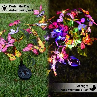 Solar Outdoor Lights Butterfly Flower Garden Fairy Lights Christmas Decorations 2024 Lawn Tree Landscape Lamp Yard Path Ornament