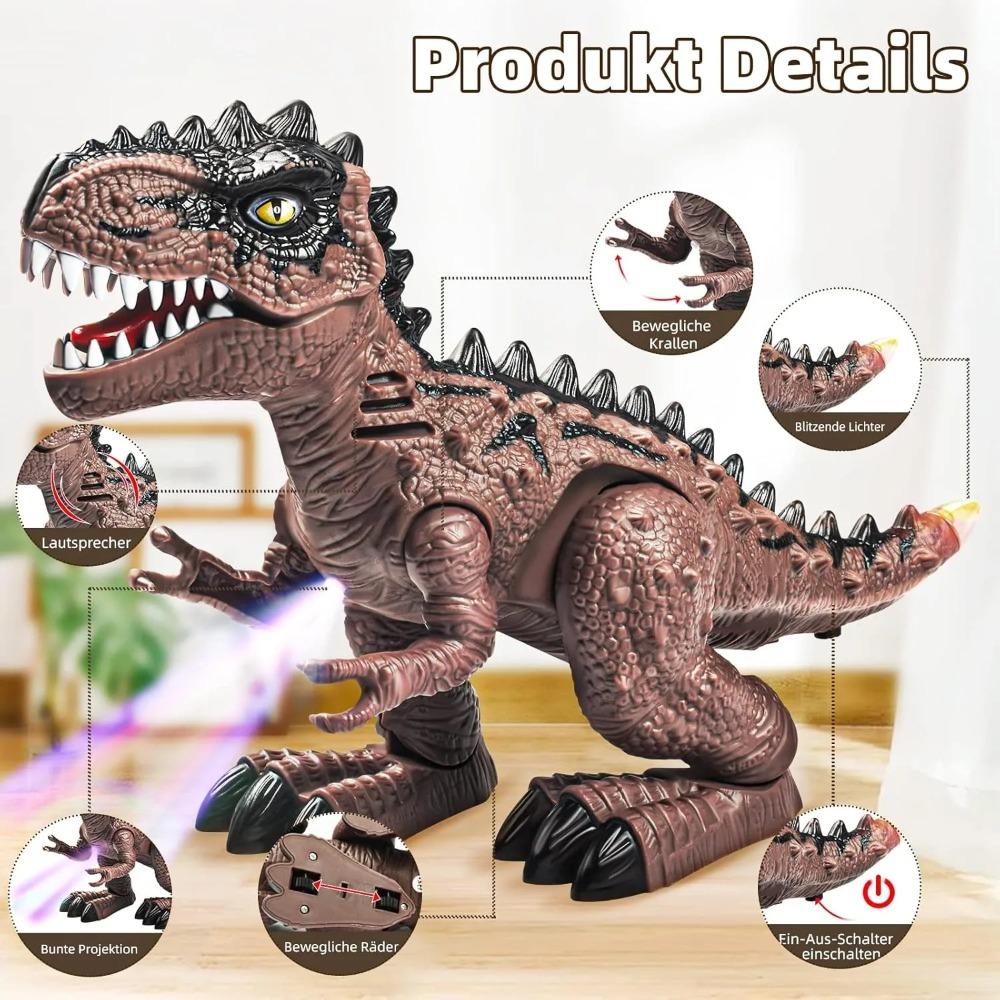 Electric Walking Dinosaur Toy Simulated Tyrannosaurus Rex Model Electronic Robot with Light Sound Projection Kids Boys Gift