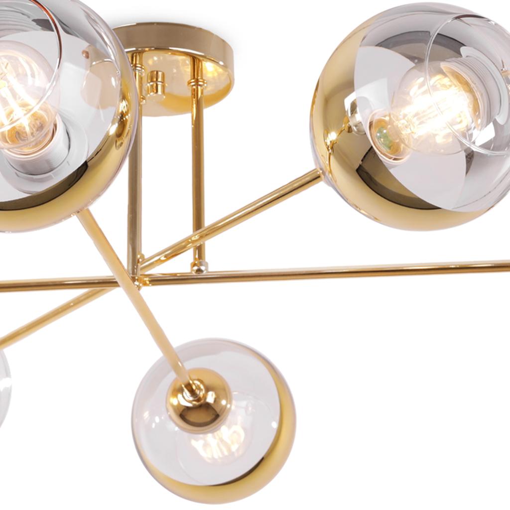 Asturia Gold Ceiling Lamp 6-Flat Golden Lampshade E27