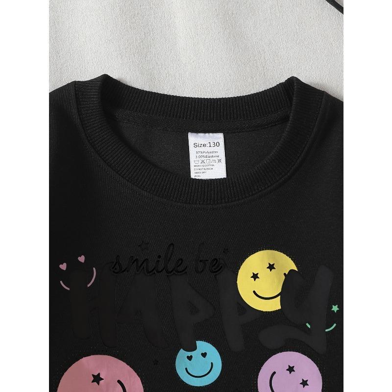 European sizes Kids' Crewneck Sweatshirt Smile Be Happy And Spread Kindness , Sportswear And Casual Wear, Soft And Comfortable, Children's Clothing
