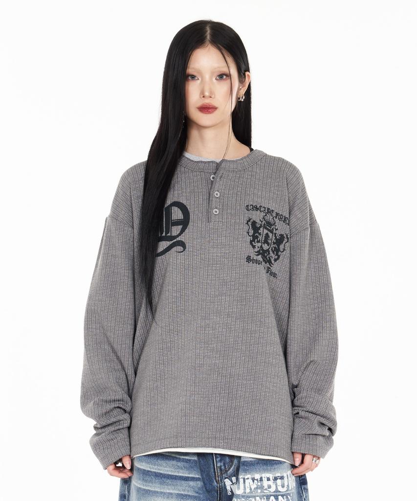IDWS Shape Henley Neck Long Sleeve Gray